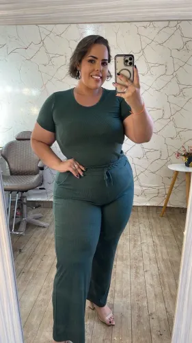 Conjunto Ribana Canelado Plus Size