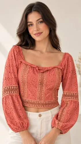 blusa croped feminina goiaba m