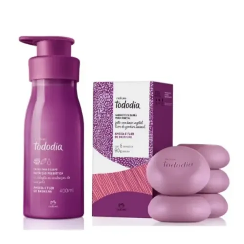 Kit Natura Hidratante Tododia e Sabonete em Barra Puro Vegetal com 5 unidades Tododia