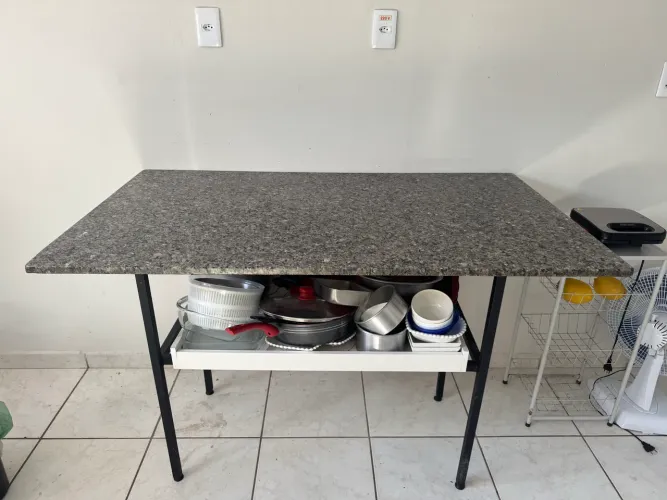 Mesa cozinha industrial tampo granito pizzaria hamburgueria marmitaria 