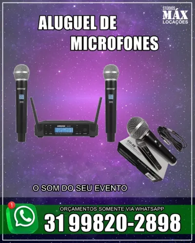  Aluguel de microfones sem fio profissionais para eventos em geral