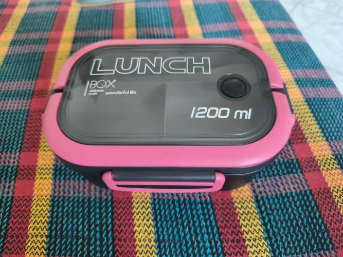 Pote de marmita Lunch Box 1200ml com divisórias com talheres