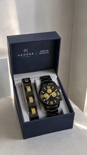 Relógio George Preto com dourado modelo Set com pulseira