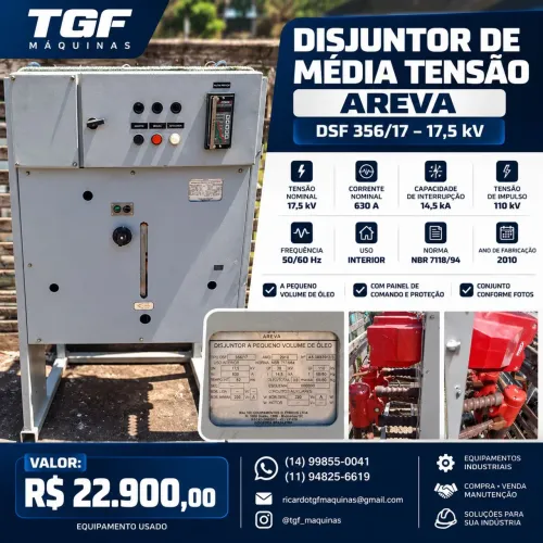 DISJUNTOR DE MÉDIA TENSÃO AREVA - DSF 356/17 - 17,5 kV