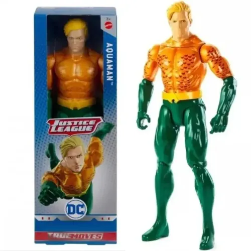 Boneco Aquaman - Liga da Justiça True Moves 30cm Gdt52 Novo e Lacrado de Fábrica RARO