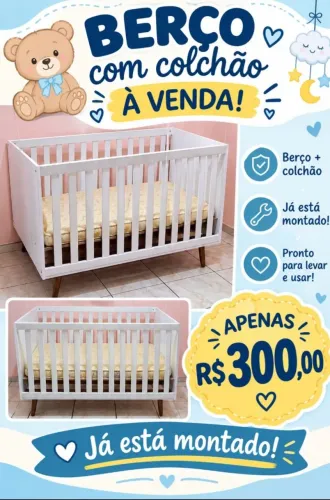Berço com colchão ( Montado )