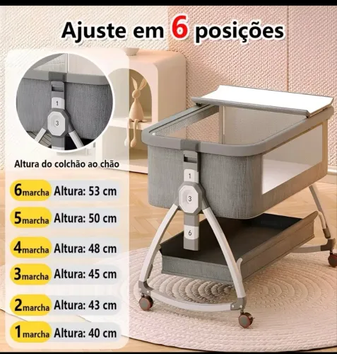 Berço Moisés portátil multifuncional com colchão