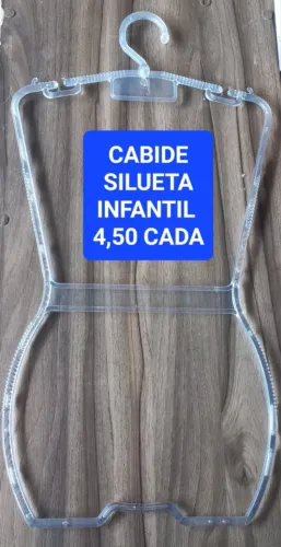 CABIDE SILUETA INFANTIL KIT COM 10 PEÇAS EM ACRILICO RESISTENTE 