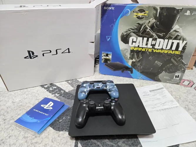 Ps4 slim com SSD 1Tb - 2 controles 3 jogos - nota fiscal -