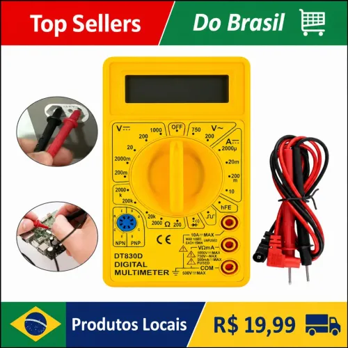 Multímetro Digital Portátil DT-830D/DT-830B Medição Voltagem Corrente