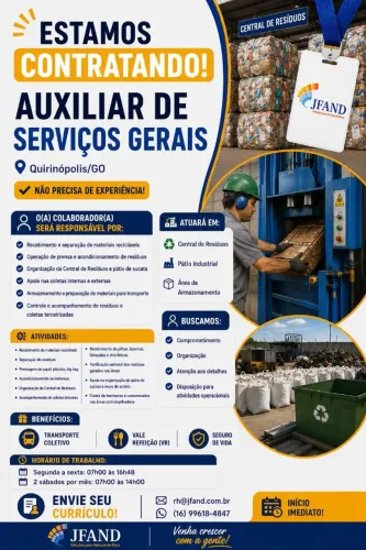 Vaga Aberta - Aux. Serviços Gerais