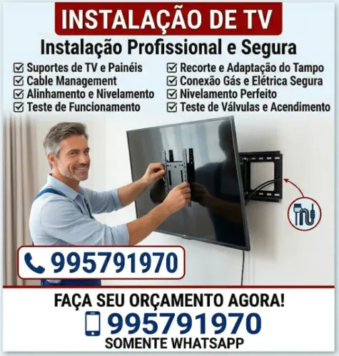 INSTALAÇÃO DE TELEVISÃO ACEITO CARTÃO