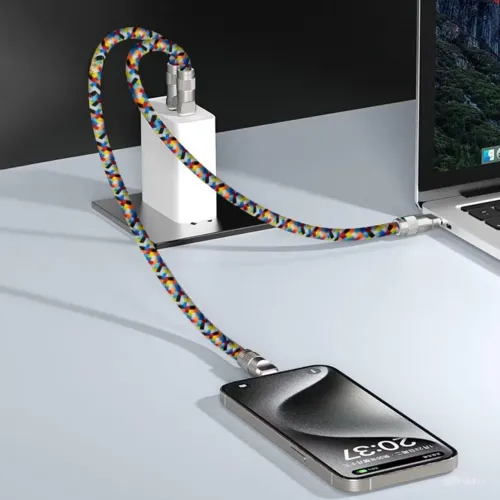 Cabo De Alimentação Para Celular 2 em 1 Suporte Celular Cordão Tipo-c e Tipo-c 60W