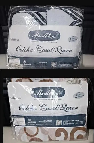 2 Colchas Casal Quenn com 4 Porta Travesseiros Cada - 1 Orvalho e 1 Caramelo