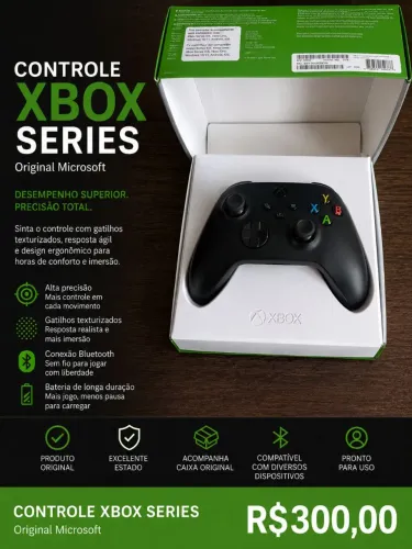 Controle Xbox Series - Usado, ótimo estado.