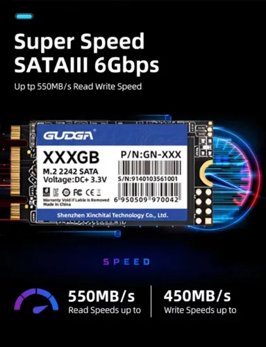 SSD Interno Gudga M.2 2242 128GB SATA NGFF Mini PC Notebook