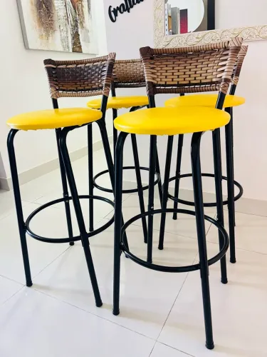 Kit 4 Banquetas 60cm Banco para Balcão Ilha Área Gourmet