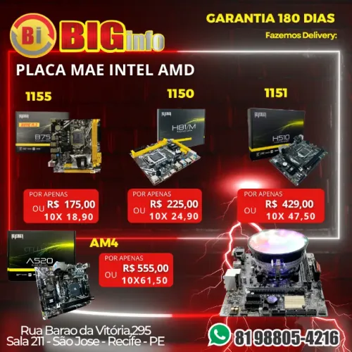 Placa Mae Revenger Varios Modelo Intel e AMD