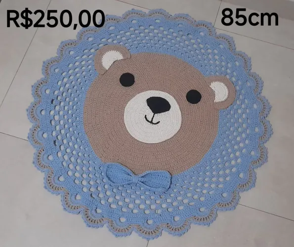  tapete temático de urso infantil em crochê 