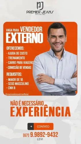 VAGA DE VENDEDOR EXTERNO CACOAL-RO 