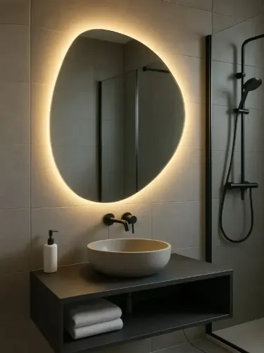 Espelho Orgânico Led Decorativo 80x60 Lapidado Sala Banheiro