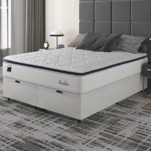 Kit de Colchão Resistence King + Cama Base Baú King White