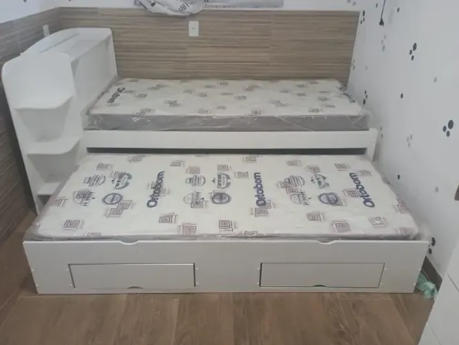 Bicama de Solteiro Nova - Ideal para Quarto Pequeno | Cama com Auxiliar