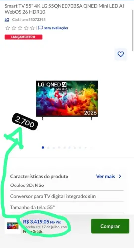 TV DE 55 polegadas