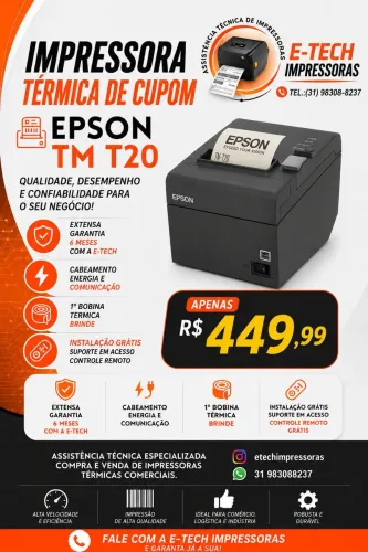 Impressora Térmica de Cupom Epson TM T20 - E-Tech Impressoras