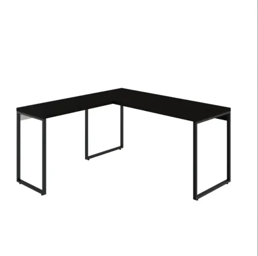 Mesa Escritório em L Estilo 1,50MX1, Kuadra Compace 150cm Industrial Preto Ônix