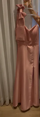 Vestido de festa madrinha rosa canela 