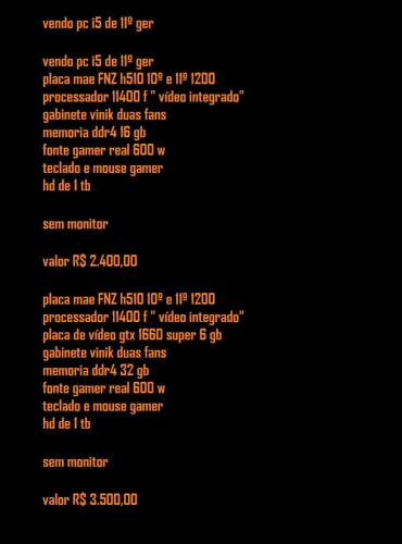 pc gamer i5 11400 f leia o anuncio