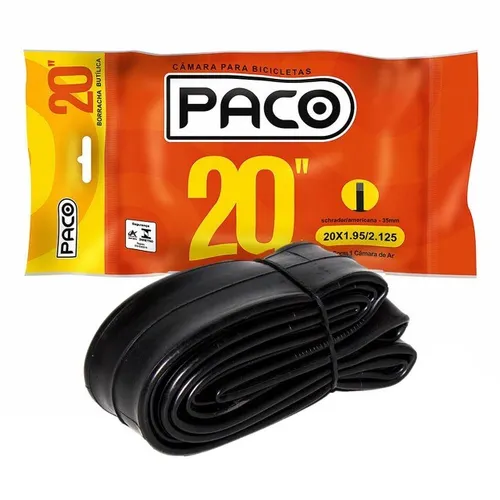 Câmara De Ar Bicicleta Aro 20 Paco 1.95 até 2.10 Válvula Schrader Bico Grosso 9345