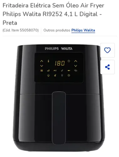 Air fryer Philips Walita essencial XL digital 2000w 6,2 l 110v