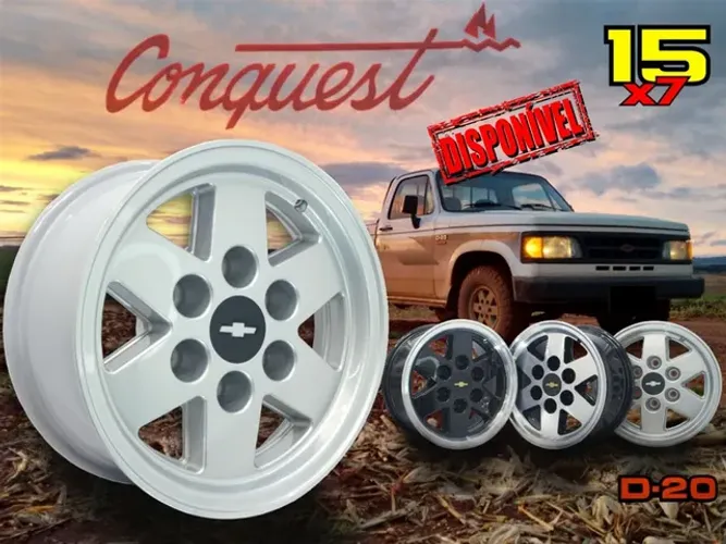 Roda aro 15 Chevrolet D20 Conquest Prata tala 7 jogo