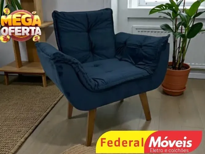 Poltrona Veludo Azul ENTRE EM CONTATO