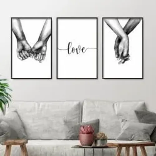 Kit Quadros Mãos Dadas Love 3 Quadros