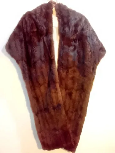 Estola de vison natural genuíno, cor mogno, forro de cetim, 2,30m de comp.