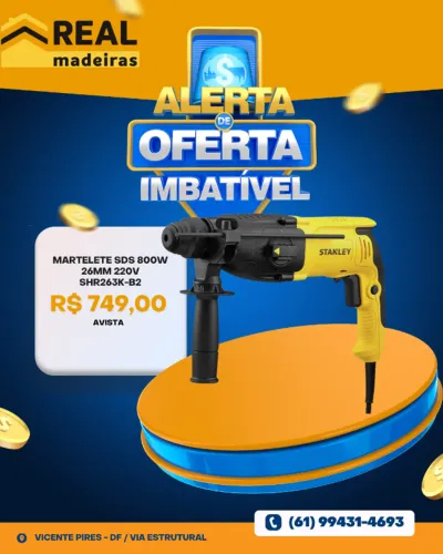 Martelete SDS 800W 26mm 220V STANLEY-  SHR263K-B2