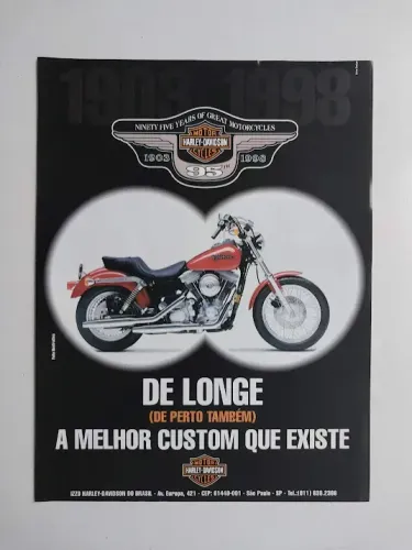Harley Davidson Fat Boy / Dyna / 95 anos - Propaganda Original de Revista