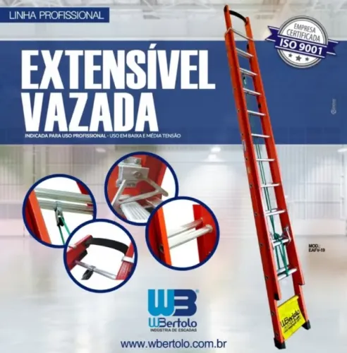Escada extensiva fibra 6 metros degrau D