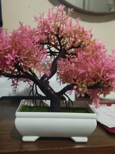 Mini Árvore Artificial Decorativa- Bonsai Rosa