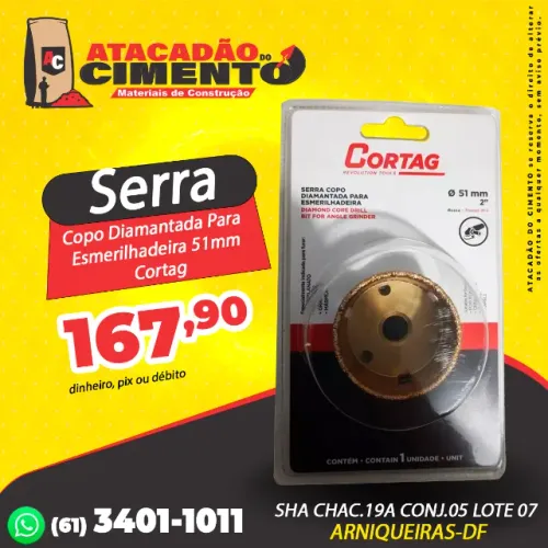 Serra Copo Diamantada Para Esmerilhadeira 51mm Cortag