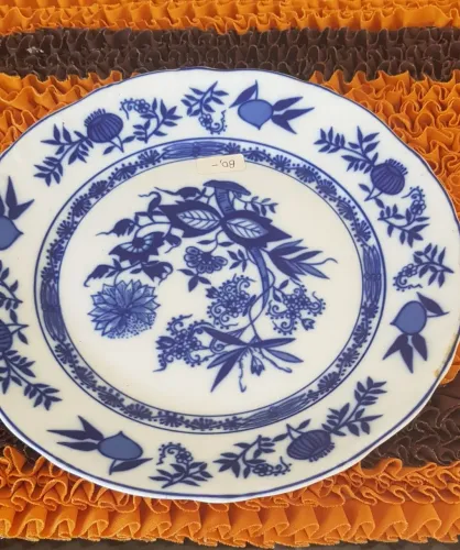 Prato de porcelana azul e branco perfeito, sem trincas, 24 cm