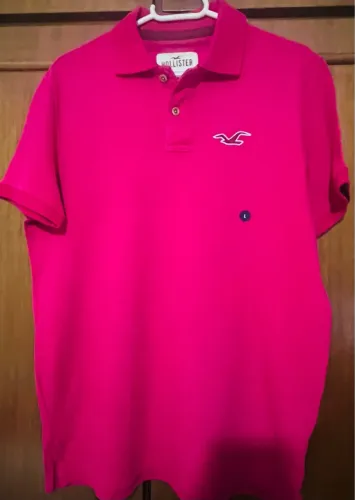 Camiseta Polo Hollister Rosa Nova - Tamanho G