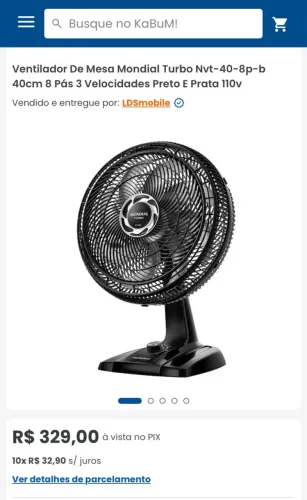 Ventilador mondial turbo rvt-40-8l, 8 pás