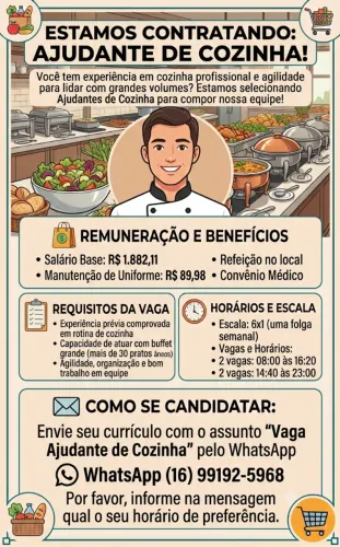 Ajudante de Cozinha - Shopping Granja Viana