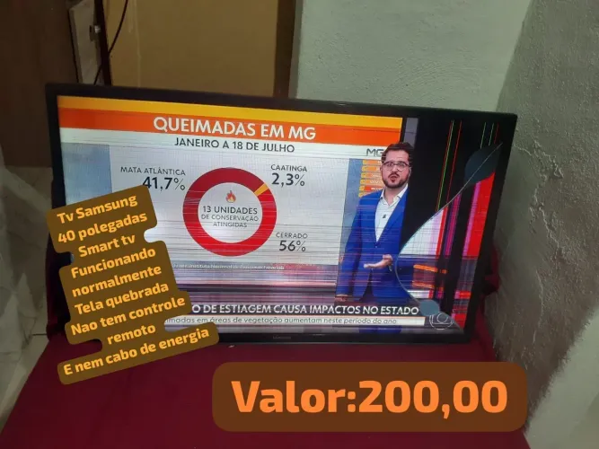 Tv Samsung smart 40 polegadas,tela quebrada! Aceito proposta