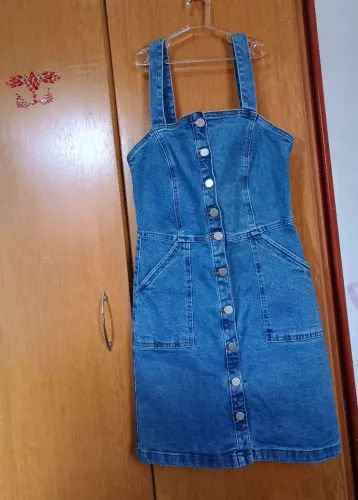 Vestido jeans feminino azul 