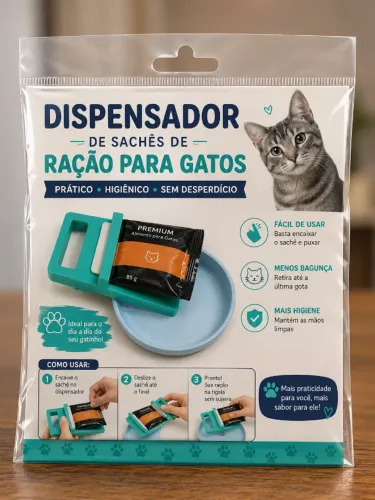 DISPENSADOR DE SACHÊS PARA RAÇÃO DE GATOS